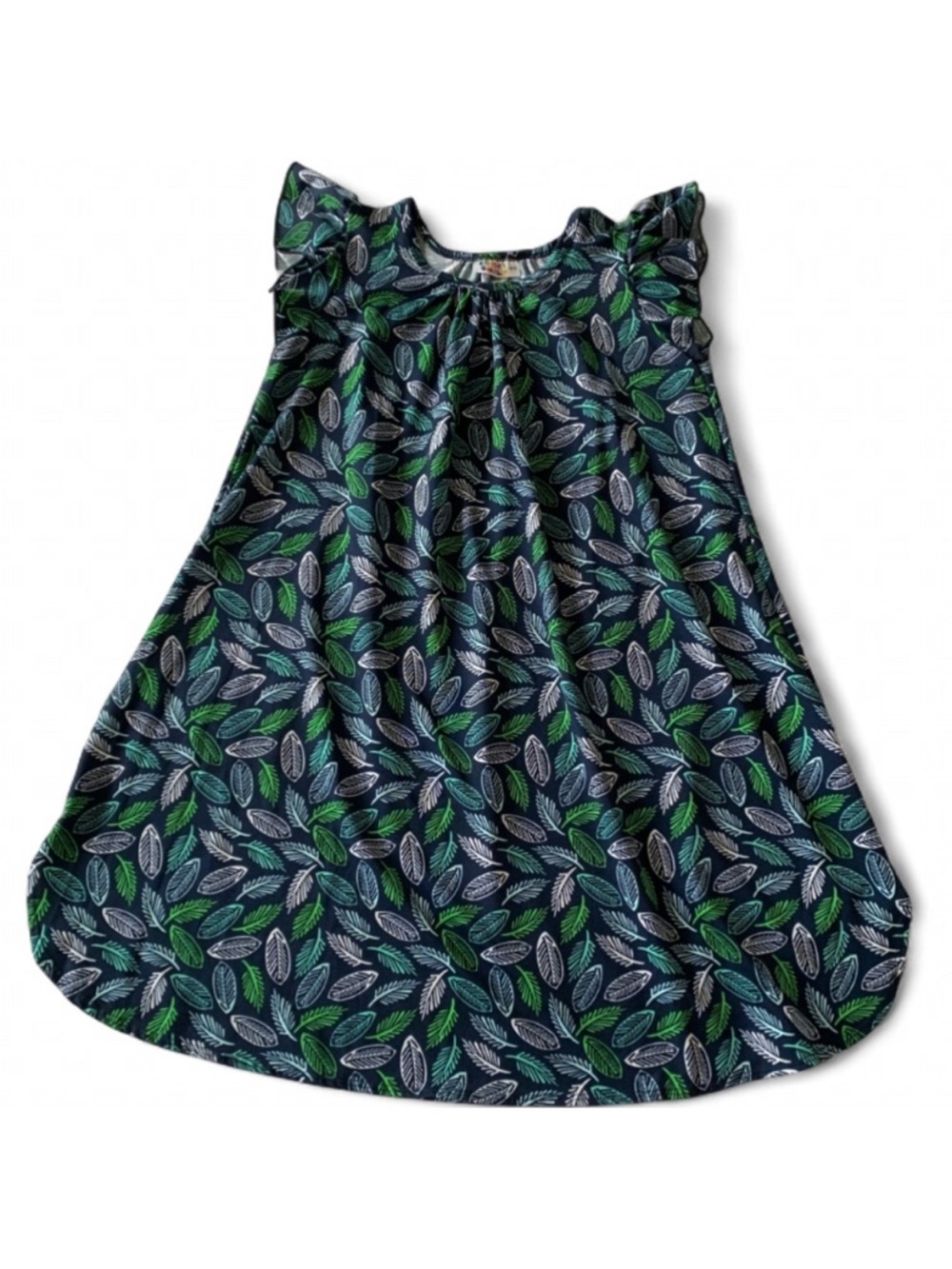 Dot Dot Smile Blue Green Leaf Print Dress Water Play Beach Park Casual Girl 8/10